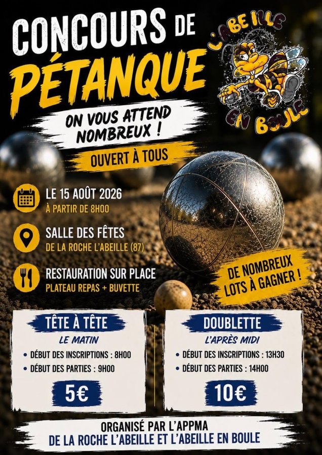 CONCOURS TAT + DOUBLETTES LA ROCHE L'ABEILLE 15 AOUT 8 H + 14H = OAT