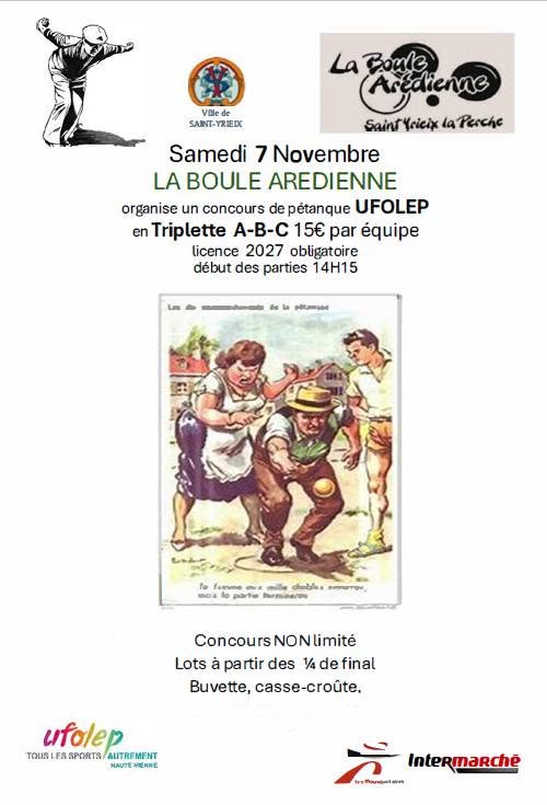 CONCOURS TRIPLETTES ST YRIEX 07 NOVEMBRE 14H